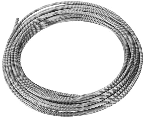 sourcing map Cable de acero inoxidable 304 de 5 mm, 16 m, 7 x 19 hebras, alambre de avión para construcción al aire libre, barandillas de cubierta de aparejos marinos