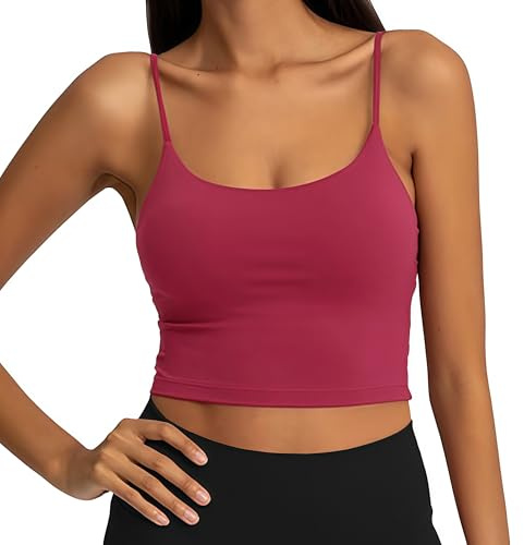 ATRACTIVOLL Women's Sports Tank Top, Basic Top Ärmellos, Atmungsaktiv und Leicht für Gym Yoga Casual Short Tank Top mit Spaghetti-Trägern