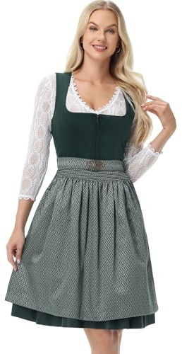 TrendiMax Vestido tirolés para mujer, elegante, de terciopelo, para Oktoberfest con estampado floral, delantal 34-46
