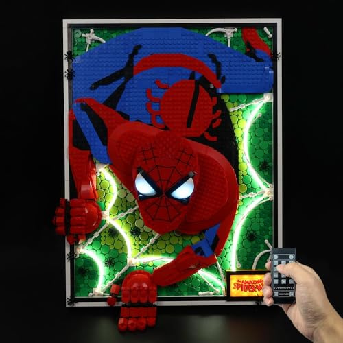 Kyglaring Led Licht Kompatibel mit Lego ART The Amazing Spider-Man Poster 31209 Bausteine, Fernbedienungs Beleuchtungszubehör für das Lego 3D Wandbild-Set Modellset 31209 (Nicht Enthalten Modell)