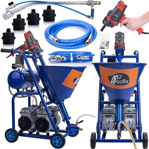 Rosfix Blue Dragon BD57 Projection Machine – 5700W, 25L/min, 20MPa | Double Compressor, 25L Tank with Mixer | For Plasters, Mortars, Plasters | Crepe Machine