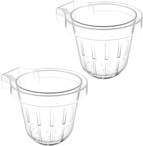 2Pcs Large Clear Aquarium Plant Holder 4.1inch Top Hanging Fish Tank Plant Pot Aquarium Plant Basket with Hook Top Aquarium Plant Cup Aquatic Plant Holder for Aquaponic Plants Cultivation (2Pcs Round)