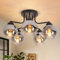 Kowanie Deckenlampe Glas Deckenleuchte Wohnzimmer Vintage: Schwarz Wohnzimmerlampe 5 flammig Rauchgrau aus Metall Industrial E27 Retro Küchenlampe decke für Schlafzimmer Küche - Ohne Leuchtmittel