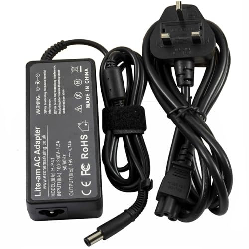 Lite-am 90W AC Adapter Power Supply 19V 4.74A Charger with 7.4mm x 5.0mm Center Pin Connector For HP Compaq Presario Big Pin, CQ45 CQ61 CQ71 Series