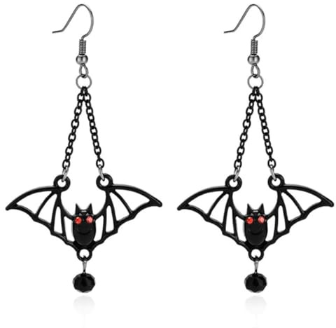 KUMSODE Halloween Fledermaus-Ohrringe, 1 Paar Fledermaus-Ohrringe aus Edelstahl, Hypoallergene Halloween-Schmuck, Geschenke für Frauen und Mädchen