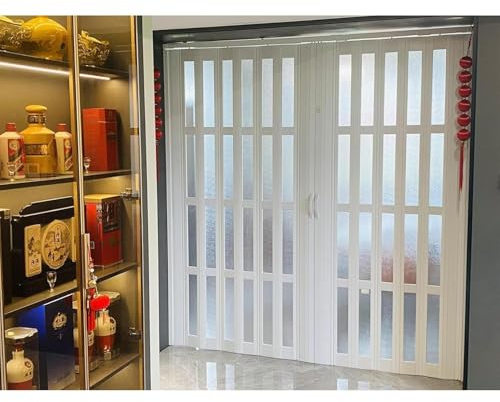 Aluminum Frame Accordion Partition Door for Small Spaces, Multi-Fold Room Divider, Shower Screen & Kitchen Barrier, Soundproof (56x80in(141x203cm))