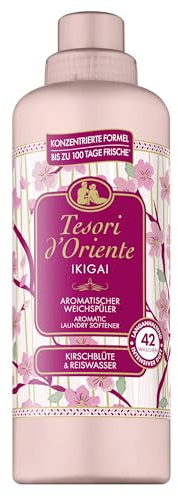 Tesori d'Oriente Weichspüler Ikigai | Kirschblüte & Reiswasser | 760 ml | Aromatischer Weichspüler für weiche Wäsche & bis zu 100 Tage Frische.