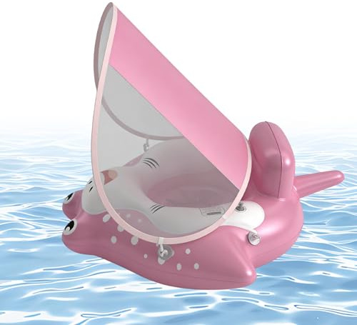 Flotador de Piscina Infantil, Equipo de Aprendizaje con Dosel Inflable, Asiento Flotador para Piscina y Aro de Natación, para Principiantes, Niños y Niñas, Exterior, Jardín, Escuela