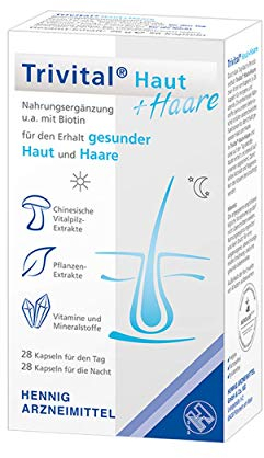 TRIVITAL Haut+Haare: Für den Erhalt gesunder Haut & Haare, vegan, lactosefrei, glutenfrei, 56 Kapseln