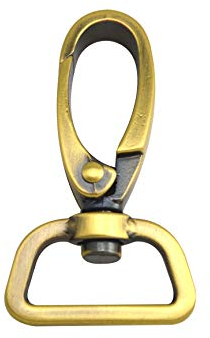 Wuuycoky 2,5 cm Innendurchmesser, D-Ring, glänzend, antikes Messing, olivfarbene Schnalle, drehbarer Karabinerhaken, Zinklegierung, 4 Pcs