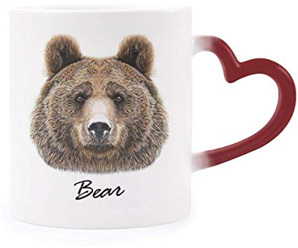 DIYthinker Selvaggio Gigante Orso Bruno Animale Morphing Tazza sensibile al Calore Rosso Cuore Cup Multicolore