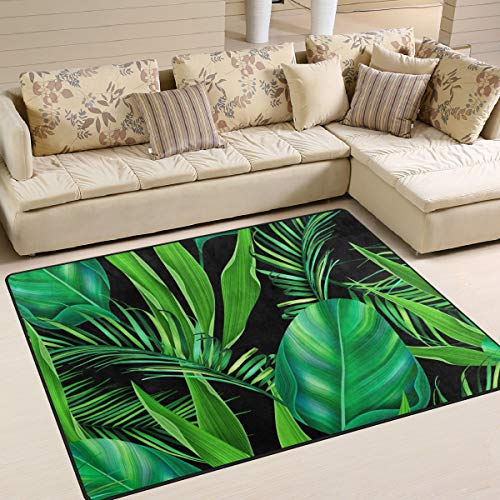 Use7 Teppich mit tropischen Monstera- und Palmenblättern, für Wohnzimmer, Schlafzimmer, 203 cm x 147,3 cm