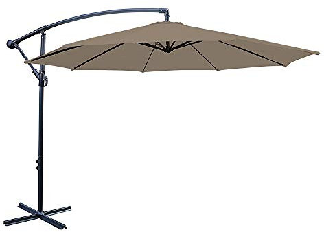 Green Bay Outdoor 3m Brown Cantilevered Garden Parasol Large Hanging Banana Umbrella with Crank Mechanism