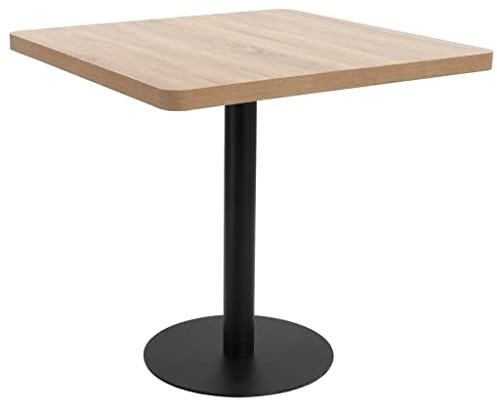 vidaXL Table de Bistro Table de Café Table de Bar Table de Salle à Manger Repas Dîner Restaurant Maison Intérieur Marron Clair 80x80 cm MDF