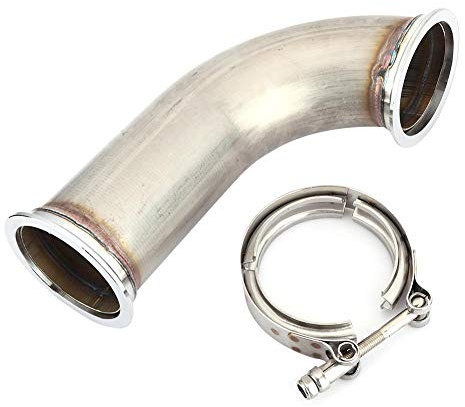 KIMISS V-Band Flange,Stainless Steel Universal 3inch 90° V-Band with Clamp Pipe Short Leg Stainless Steel Downpipe