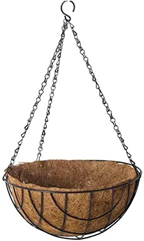 Acan Tradineur - Macetero Colgante de Coco y Metal, diámetro 30 cm. Cesta, Maceta Colgante con Cadena y Gancho, decoración hogar, terraza, balcón, Patio, jardín (Marrón)