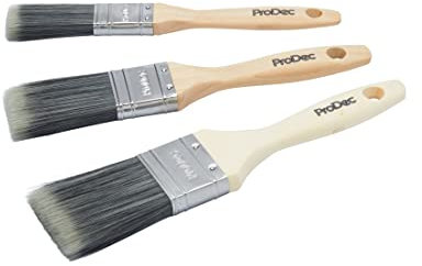 ProDec 3 piece Decorator Synthetic Paint Brush Set for a Smooth Finish Painting with Emulsion, Gloss and Satin Paints on Walls, Ceilings, Wood and Metal, Contains 1, 1.5 and 2 inch Brushes
