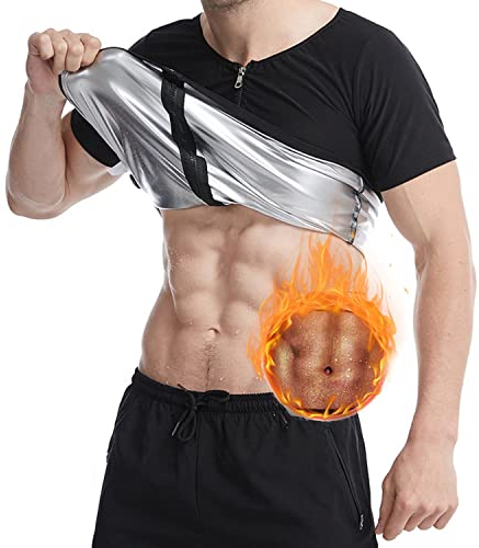 Herren Sauna-Sweat-Shirt Slimming-Shapewear, Kompressionsshirt Body Shaper Bauchweg,Schwitzanzug Sport Fitness