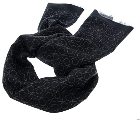 Calvin Klein Herren Monogram Woven Light Scarf K50K509700 Schwere Schal, Schwarz (Ck Black Jacquard Mono), OS