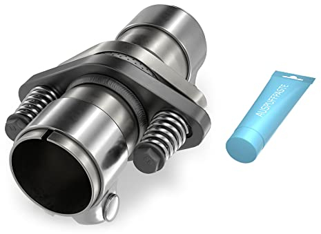 Universal Reparatur Flanschset Ø45 50 55 60 65 mm Auspuff Flansch, Rohrverbinder 2Loch (Ø 50 mm) inkl. Befestigungsmaterial mit Schrauben und Feder