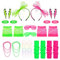 FRIUSATE 32 Pcs 80s Fancy Dress for Women, Neon Pink & Green 80s Accessories with Leg Warmers Lace Bow Headband Necklaces Bracelet Fishnet Gloves, Neon Accessories for Women & Kids Retro Parties