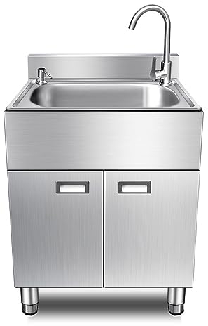 TRGCJGH Spülschrank mit Spülbecken aus Edelstahl Küchenspüle Unterschrank Edelstahl Waschbecken 2 Türen(48.5x38.5x80cm/18x15.1x31.4in)