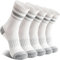 EBMORE Damen Merino Wollsocken Thermosocken Wandersocken Warmesocken Wintersocken Dick Wolle Sportsocken Arbeitssocken für Outdoor 5 Paar Geschenke(Grau Weiß,M)