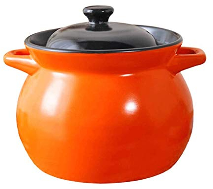 SUNMME Fuego con Tapa Olla de Sopa de cerámica Olla de Sopa Cazuela Redonda de cerámica Olla de Barro Olla de Barro Olla de cerámica con Resistencia al Calor