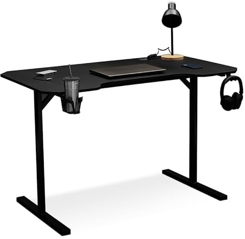 IDMarket - Bureau Gaming Droit 120 cm Noir Alexis Porte-gobelet et Crochet pour Casque