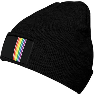 KWQDOZF LGBT-Gay-Pride-Beanie-Mütze, Chemo-Mütze, Krebs-Kopfbedeckung, Totenkopf-Mütze, Slouchy-Beanie, gestrickte Totenkopf-Mütze für Damen und Herren