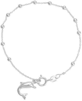 TAIPAN Damen Silberarmband 19cm mit Delphin Rosenkranz Armband 925 Silber