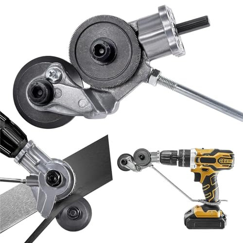 Grignoteuse de Tôle,Coupeur de Plaque de Perceuse Électrique, Accessoire de Perceuse de Grignoteuse En Métal Avec Adaptateur, Pour Perceuse Au Lithium 12V / 21V, Pour Couper Des Plaques de Métal