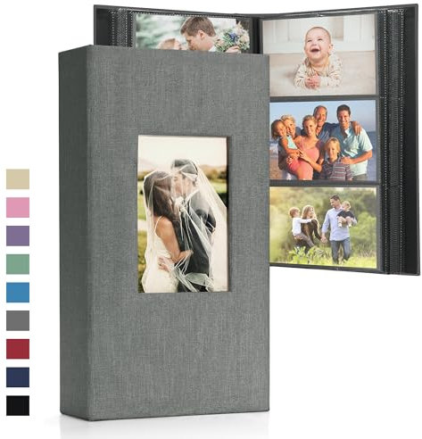 DazSpirit Großes Fotoalbum Einsteckalbum für 408 Fotos (10x15 cm) - Leinenbindung, Personalisierbar, Ideal für Familie, Hochzeiten, Reisen & Baby-Erinnerungen, Fotobuch zum Einstecken, Schwarz
