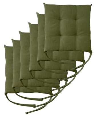 Il Tuo Artigiano Design 6 Stuhlkissen im Set, 40 x 40 cm 6 cm dick, Polsterung aus Schaumstoff und weichem Acryl, Sitzkissen Stuhl 6er Set, Stuhlkissen Outdoor 40x40 (6, Khaki)