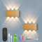 2pcs Akku Wandlampe, mit Fernbedienung Touch Control Schalter LED Magnetisch Akku Wandleuchte 5200mAh Kabellose Wandlampe 3 Modi Helligkeitsstufen, ideal für Loft Flur Schlafzimmer (Hölzern)