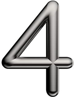 Ultion Sweet Satin Nickel Door Numbers '4' - 3inch height - Self Adhering, No Drilling or Screwing Required …