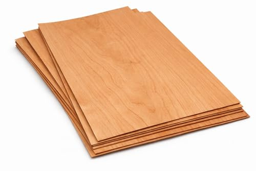 Echtholz Furnier Set – 4–5 Furnier Holzfurniere, Ideal für Modellbau, Ausbesserungsarbeiten, Intarsien, DIY, Restauration, Intarsien, Schmuck & Bastelprojekte (Kirschbaum)