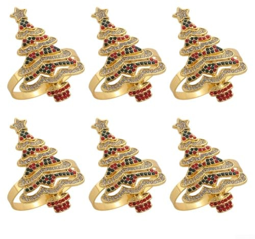 Besttoolifes Serviettenringe Set, dauerhafte Legierung Tischdekoration, elegantes Design für Hochzeit, Weihnachten, Geburtstag, Dinner-Party, passend für Standard-Servietten, 6 Stück