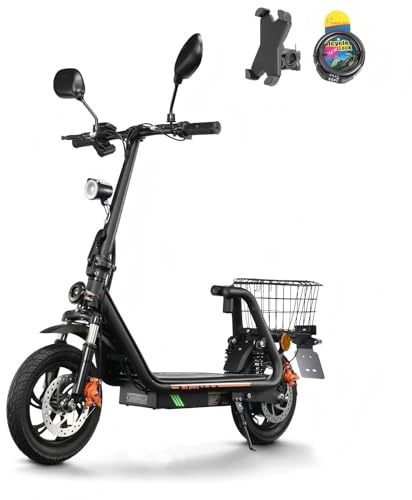 TWOFISH Elektro Motorrad für Erwachsene, E Moped mit 500W Motor 48V 13Ah Akku, 12/14 Zoll Reifen, Max 20 km/h Disc Bremsen Doppelaufhängungg, 30 km Reichweite Max 120kg (Zoll, 12, Schwarz-Orange)