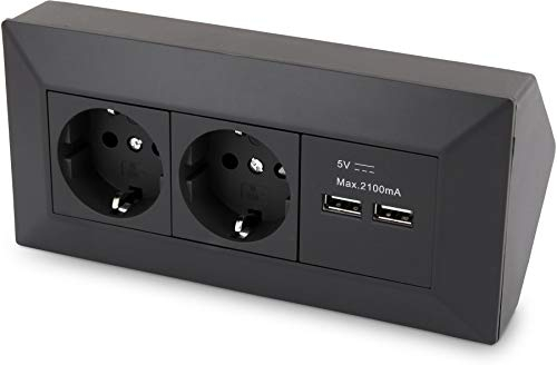 Multiprise 2 prises d'angle + 2 prises de charge USB - 230 V 3600 W - Noir