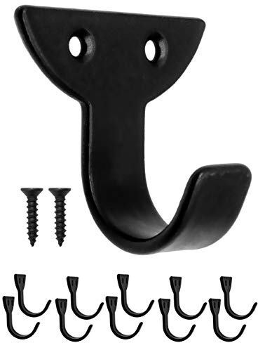 Fuxxer® Klassische Eisen-Haken, Bilder-Haken, Wand-Haken, 10er Set, schwarz