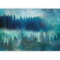 murando - Papier peint panoramique paysage 350x256 cm - Revêtement mural décoration pour chambre salon - Design moderne - Gris bleu turquoise - Des arbres paysage forêt nature c-C-0457-a-a