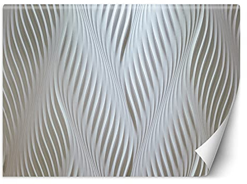 Feeby Papier Peint Intisse Texture Motif Géométrique 300x210 cm blanc Moderne Panoramique XXL Photo Mural Muraux Chambre Bureau Salle Illusion 3D Abstrait Effet 3D