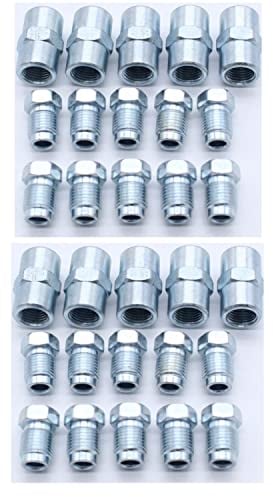 SHLPDFM 20x Verschraubungen + 10x Verbinder für Ø 4,75mm Bremsleitung Bremsrohr Bördel F Typ
