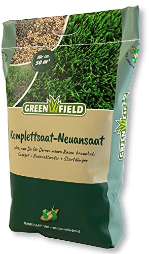 Greenfield Komplettsaat-Neuansaat 10 kg Rasensamen Qualität Familinrasen