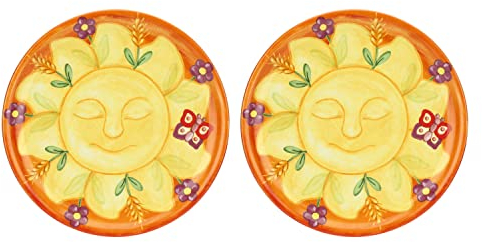 THUN, Set di 2 Piatti per Pizza in Ceramica Decorata a Mano, Linea Estate Fantastica, Ø 30,5 cm