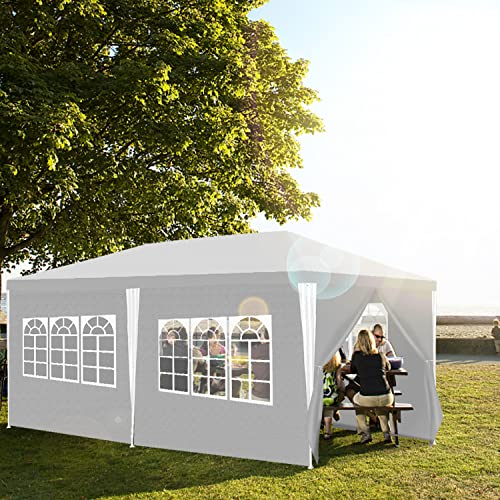 Jopassy Pavillon Wasserdicht 3x6 m Gartenpavillon mit 6 Seitenteilen Partyzelt UV-Resistent Gartenzelt 100g/m² Bierzelt Hochwertiges PE Plane Festzelt Weiß