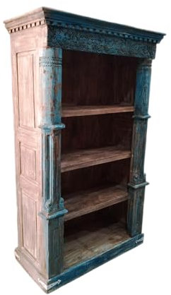 Regal aus Massiv Holz Muster -33- Vintage Braun 200cm hoch für Diele oder Schlafzimmer | Standregal ohne bohren für Badezimmer | Raumteiler Wandregal für Bücher