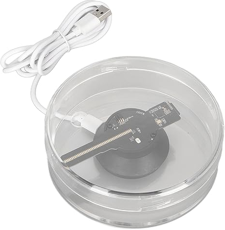 Ventilatore con Ologramma 3D, Display Pubblicitario per Videoproiettore Olografico da Tavolo WiFi Altoparlante Incorporato, Macchina Pubblicitaria 3D a 2 Foglie con 48 LED,
