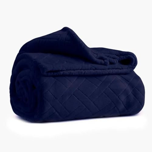 Karaca Elanor Flannel Emboss Wellsoft Double Blanket, Navy - 200 x 220 cm Hochwertige Doppeldecke aus Flanell mit geprägtem Muster, 100% Polyester 420 Gsm